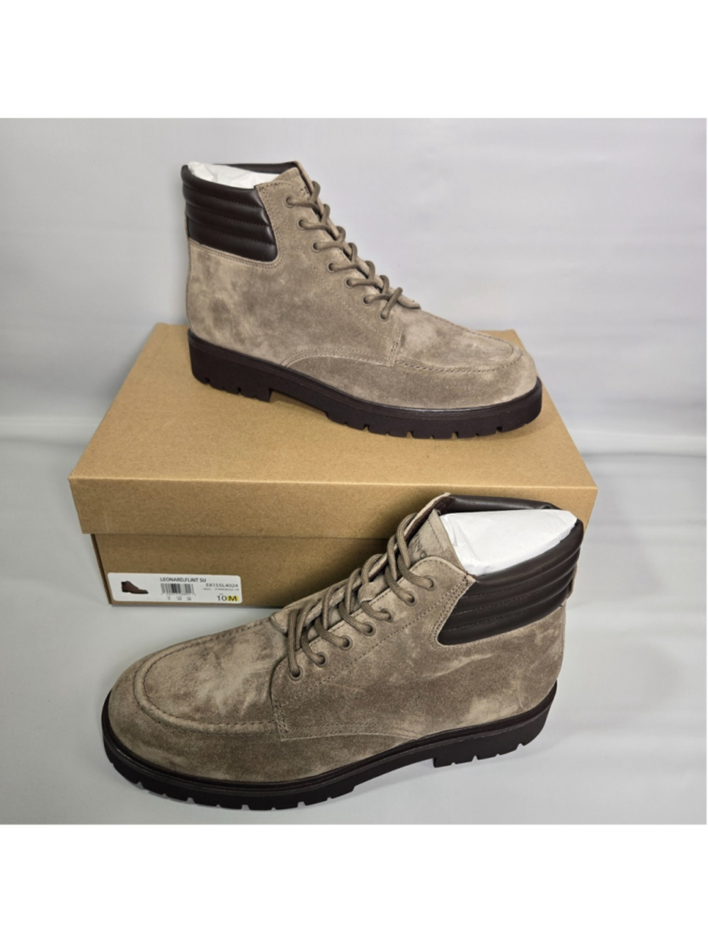 Vince Mens Leonard Suede Leather Boots Size 10 Gray Lace Up Lug Sole NIB ($450)